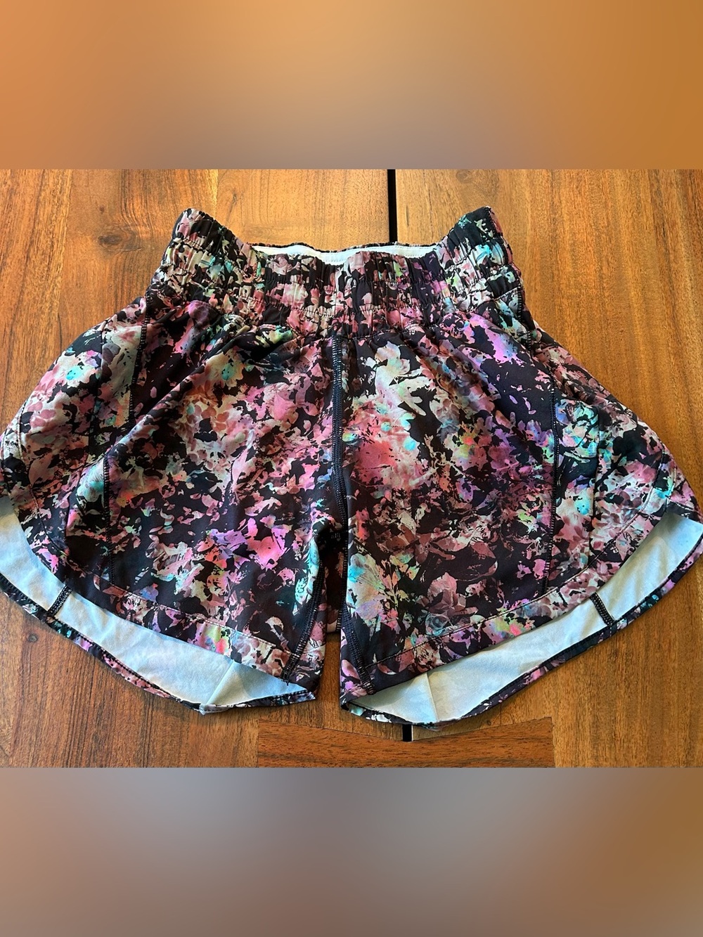 lululemon athletica Black Floral Splatter Running Shorts